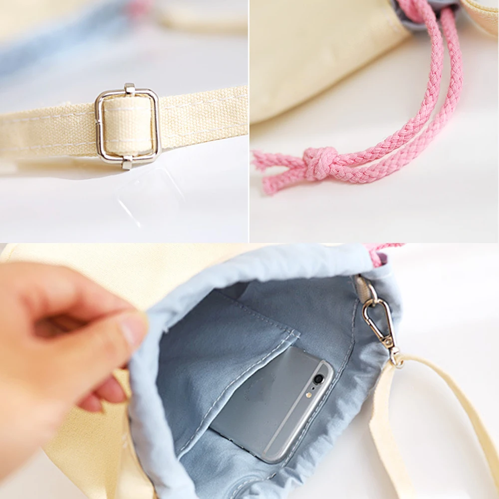 Женская Холщовая Сумка на шнурке маленькая сумка через плечо в Корейском стиле
