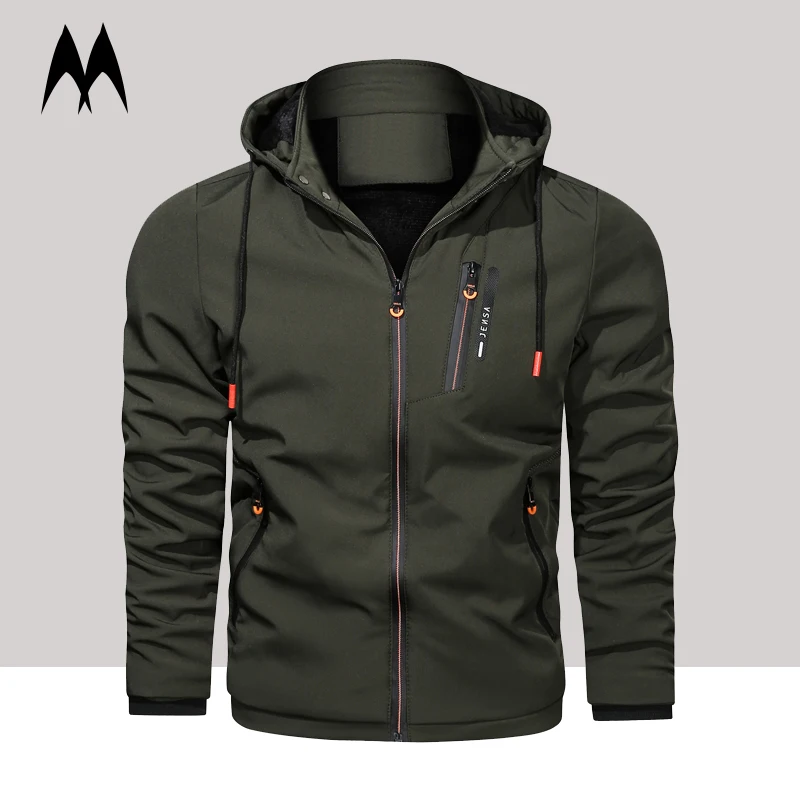 Autumn New Military Multi Pocket Mens Jackets Hooded Solid Color Bomber Jacket Men 2022 Fashion Casual Coat Outdoor Clothes | Мужская