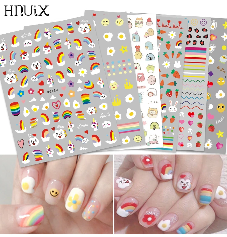 HNUIX, новинка, 3d наклейки для ногтей, цветы, мотивы, лак для ногтей деколь декорации, дизайн ногтей, наклейки для ногтей