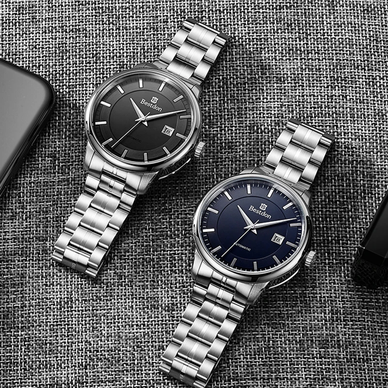 Мужские часы от известного бренда Bestdon Gold автоматические механические с синим и