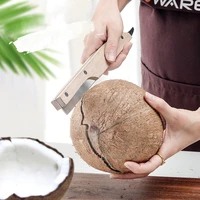 28cm creative coconut shell opener coconut knife cutter beech handle stainless steel knife coconut opener kitchen supplies