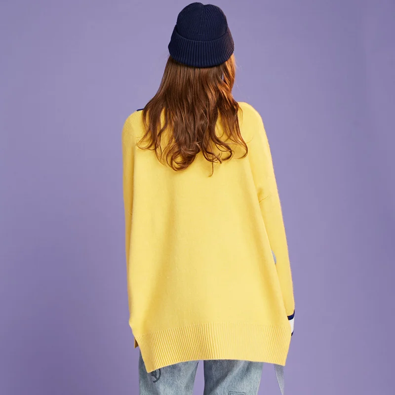 UNIFREE 2022 Autumn And Winter New Arrival Sweater Women Top Yellow Color Korean Fashion Loose Clothing Cardigan |