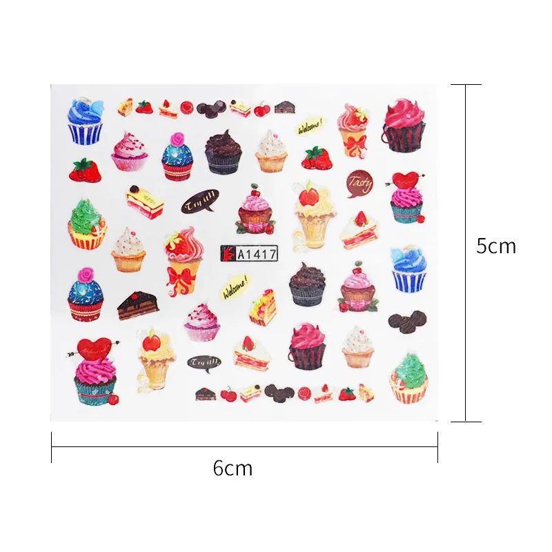 Наклейки для ногтей наклейки цветущего цветка переводные слайдер торта наклейка