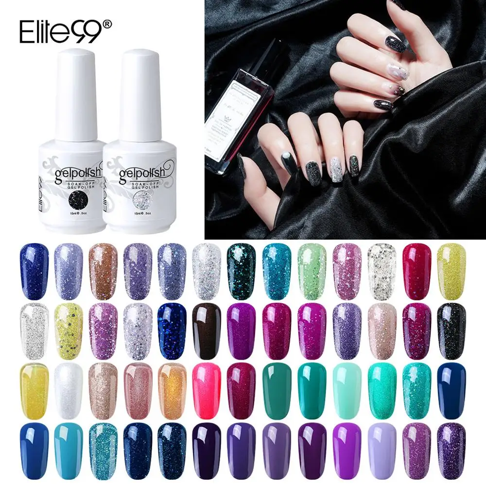 Гель лак Elite99 цветной УФ гель краска долговечный для ногтей отмачиваемый верхний