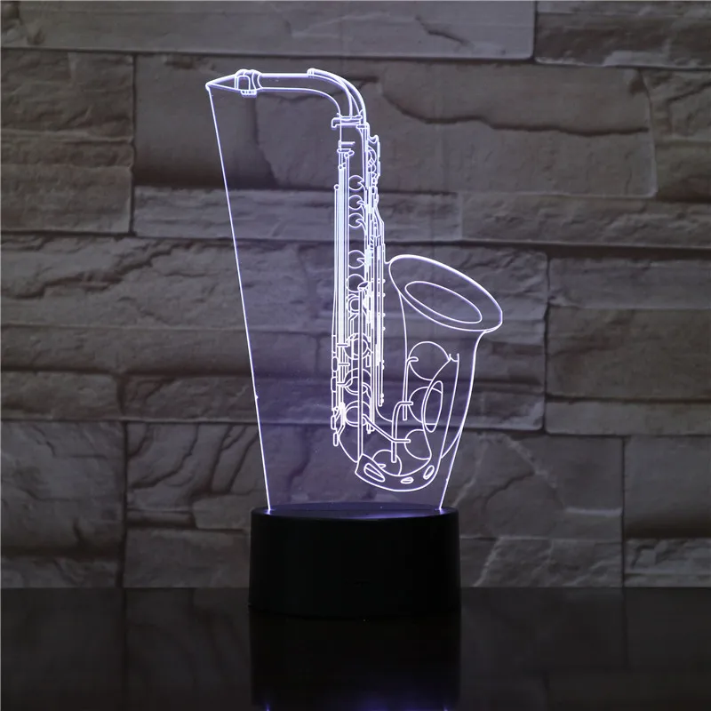 Saxphone настольная лампа 3D светодиодный ночник Sax музыкальный инструмент антикварная настольная лампа В индустриальном стиле Ресторан Кофейня Decorative1792