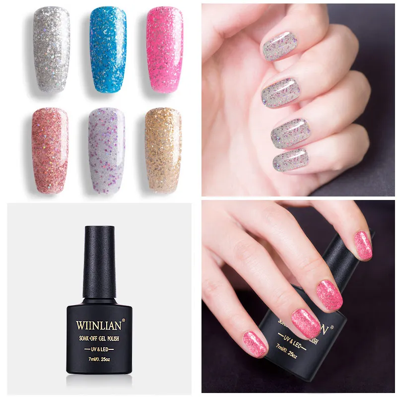 Гель лак для ногтей с блестками цвета розового золота|Гель ногтей| |