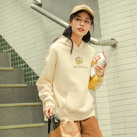 inman womens hoodies autumn winter cute pattern embroidered long sleeve pure cotton female lady warm white sweatshirt pullover