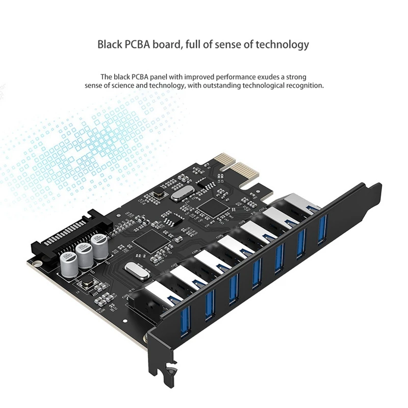 

ORICO PVU3-7U-V1 Expansion Card 7 Port PCI-E Express Card PCIE Adapt PCI-E with a 15Pin SATA Power Connector Express Card for PC