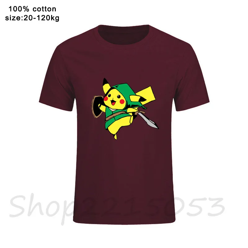 Покемон легенда о Зельде Пикачу ссылка мужские футболки с аниме рисунком Смешные