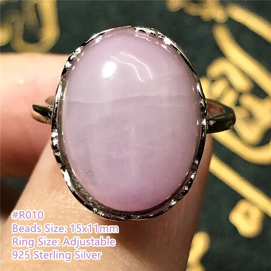 

Кольцо из натурального фиолетового кунцит для женщин и мужчин, ювелирное изделие из стерлингового серебра с кристаллами в подарок, удача лю...