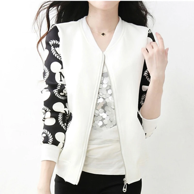 Куртка-бомбер женская с принтом модная базовая короткая куртка на молнии в стиле