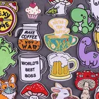 Аппликация для чашки с надписью, термоклейкие нашивки для одежды с вышивкой в виде мультяшного динозавра, нашивки на одежду