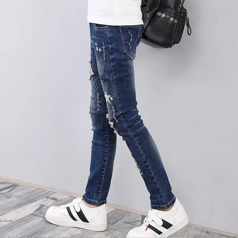 Джинсы для девочек хлопковые брюки детские джинсы с принтом со звездой Gaueey