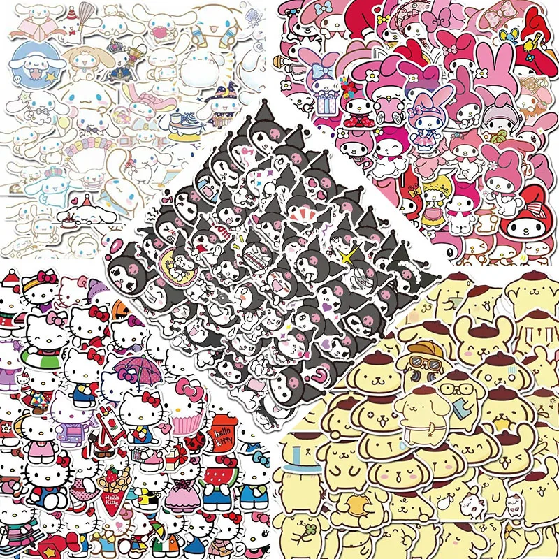 

Милая мультяшная японская декоративная наклейка Kuromi My Melody Kawaii ручная наклейка учетная запись девушка сердце искусственный подарок на день ...