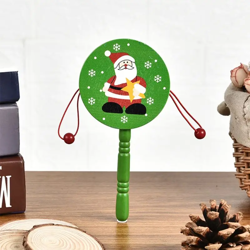 Christmas Baby Kids Wood Rattle Drum Instrument Toys Children Musical Toy Chinese Styles Drum christmas Gift For Baby Infant