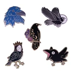 Черные Птицы Ворон Эмаль Булавка цветок луна звезды ворона булавка Готический вод Декор