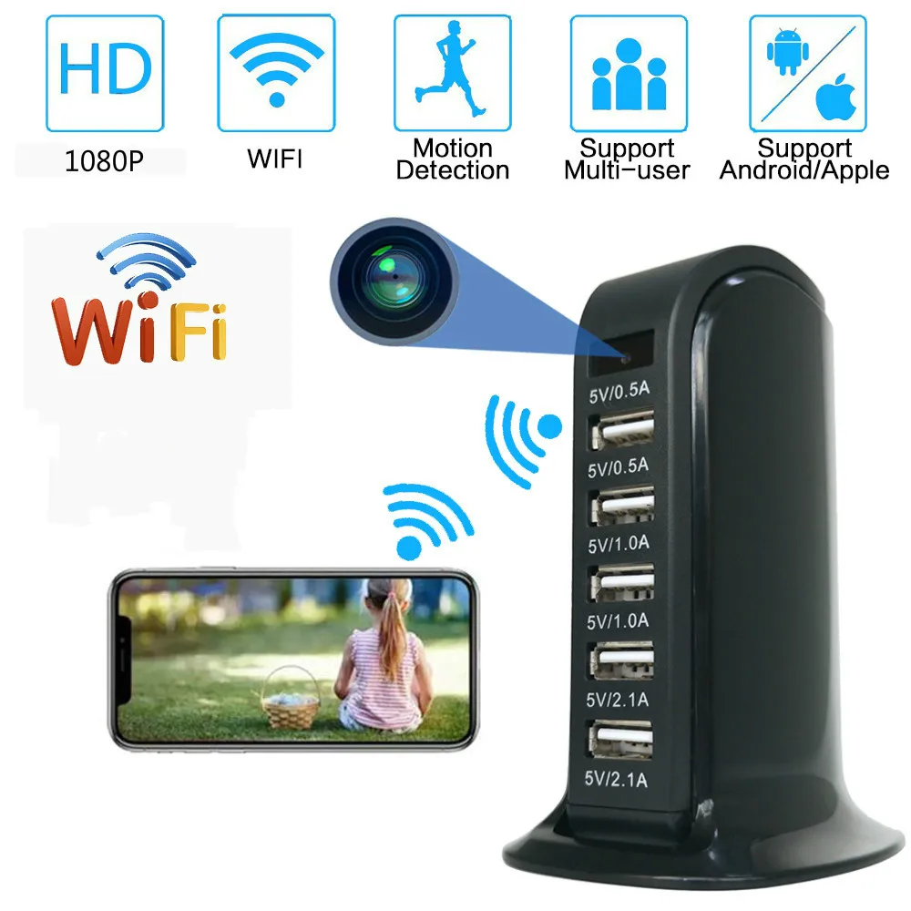 Беспроводная мини камера видеонаблюдения с USB адаптером Wi Fi 1080P|Компактные