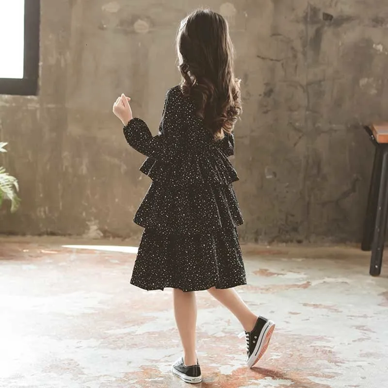 Новинка 2019 года осеннее платье для детей-подростков черные зимние платья девочек
