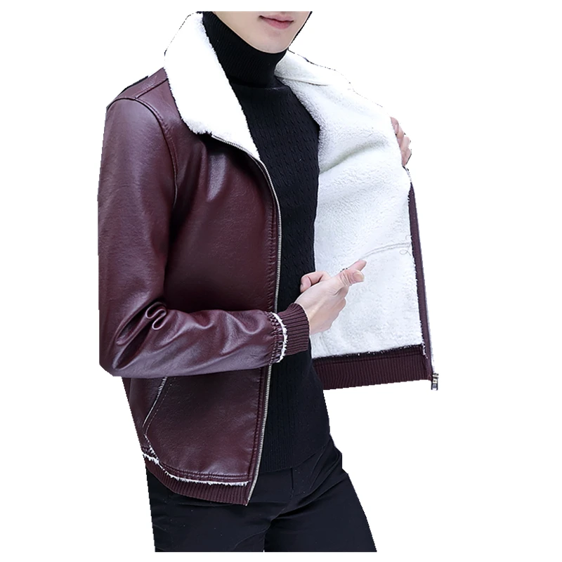 

Модная мужская кожаная уличная теплая куртка, верхняя одежда из искусственной кожи, зимнее плотное флисовое пальто