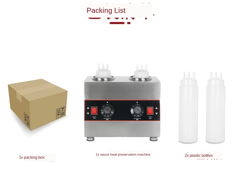

220V Commercial Chocolate Heater Sauce Warmer Electric Stainless Steel 2 Bottles Soy Jam Heater Filling Machine