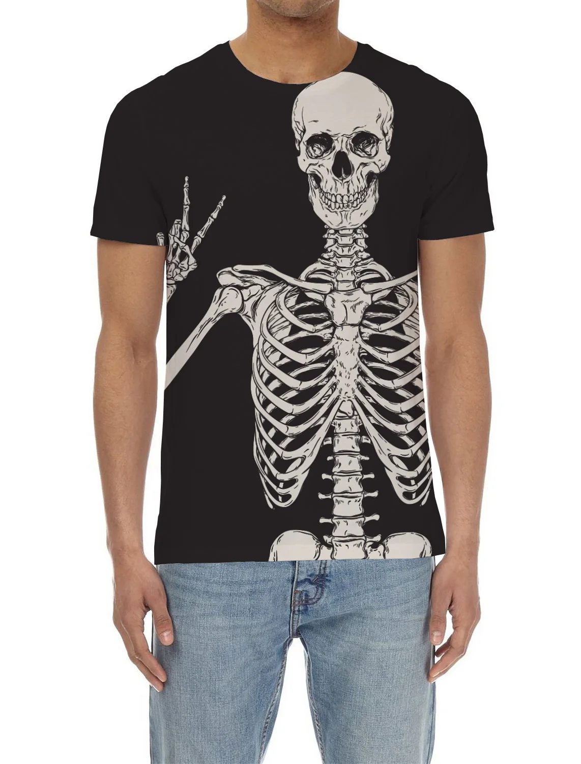 Модные мужские топы с объемным принтом черепа и рук крутая футболка короткими