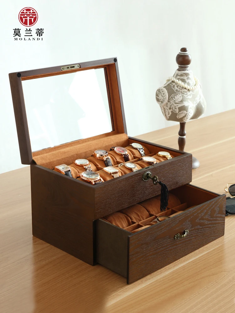 High-end Watch Box Storage Wooden Jewelry Antique Bracelet Glasses Collection Handmade
