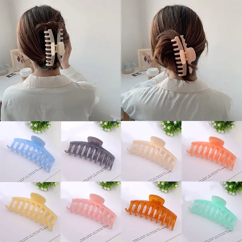 

2021 Hot Sale Solid Color Claw Clip Large Barrette Crab Hair Claws Bath Clip Ponytail Clip For Women Girls Hair Accessories Gift