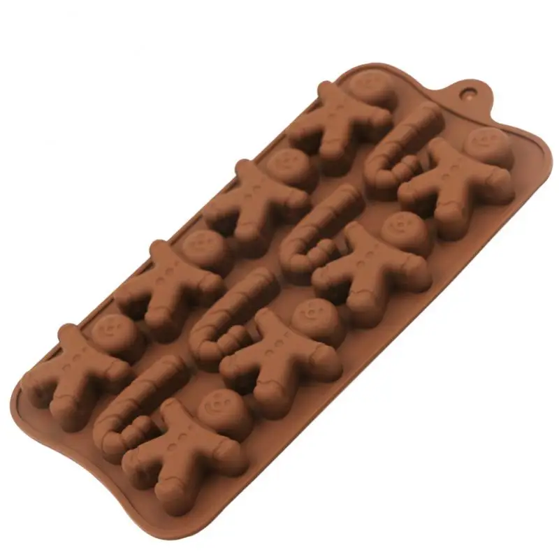 

Newest Silicone Chocolate Mold Christmas Crutch Gingerbread Man Bakeware For Chocolate Candy Fudge Ice Jelly Cake Decoration DIY
