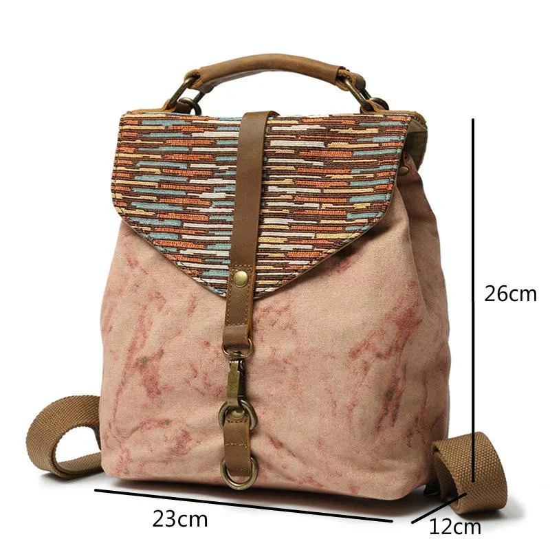 

Bestform 2021 New Vintage Bag Women Small Backpack National Style Wear Resistant Canvas Backpacks Fashion Travel Bags
