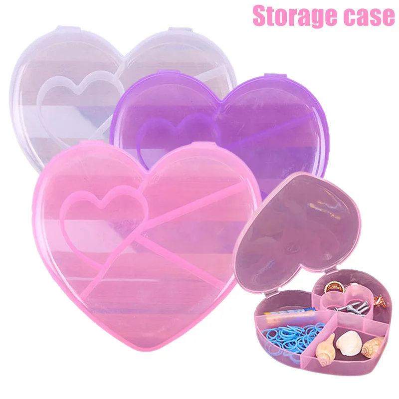 Newly 5 Grid Love Heart Compartment Plastic Storage Box Case Electronic Jewelry Bead Stuff Container CLA88 | Красота и здоровье