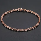 3 мм, Круглый браслет Rolo для женщин и девочек, цепочка для девушек, розовое золото, браслет 18 см, 20 см, 22 см, DGB395