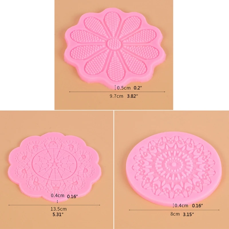 

3 Styles Lace Flower Resin Casting Molds Embossing Lace Fondant Moulds Tools