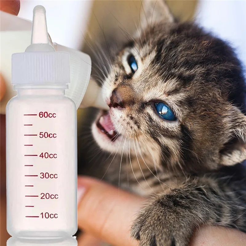

60ML Puppy Kitten Feeding Bottle Pet Dog Cat Baby Nursing Water Milk Feeder Silicone Feeding Bottle Newborn Cat Drinking Bottle