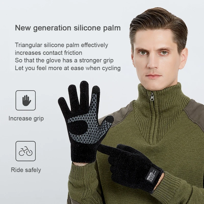 

Winter Knit Gloves Touchscreen Warm Thermal Soft Lining Elastic Cuff Texting Anti-Slip For Women Men