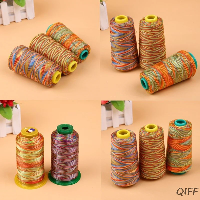 3000 ярдов радужная полиэфирная вышивка швейная нить сшитая пряжа случайного