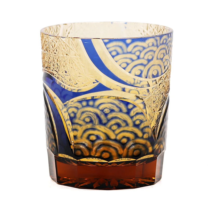 

Посуда для напитков ручной работы с прозрачными кристаллами, чашка для виски Edo Kiriko, стеклянная посуда с сакэ в деревянной подарочной коробк...