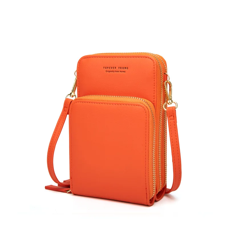 pu leather plain mobile phone bag for samsungiphonehuaweixiaomi wallet case pocket shoulder bags cell phone pouch clutch bag free global shipping