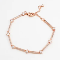 original 925 sterling silver new rose gold sparkle inlaid chain pan bracelet suitable for womens gift wedding diy jewelry