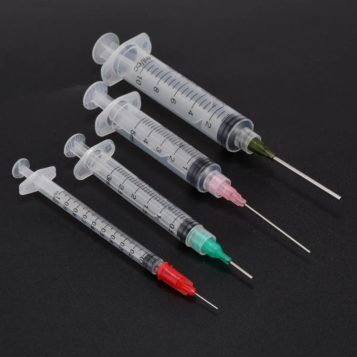 

4pcs 1ml 3ml 5ml 10ml Syringes Luer Lock Clear Syringe With 4pcs 14G-25G Blunt Tip Needles and Caps For Industrial Dispensing