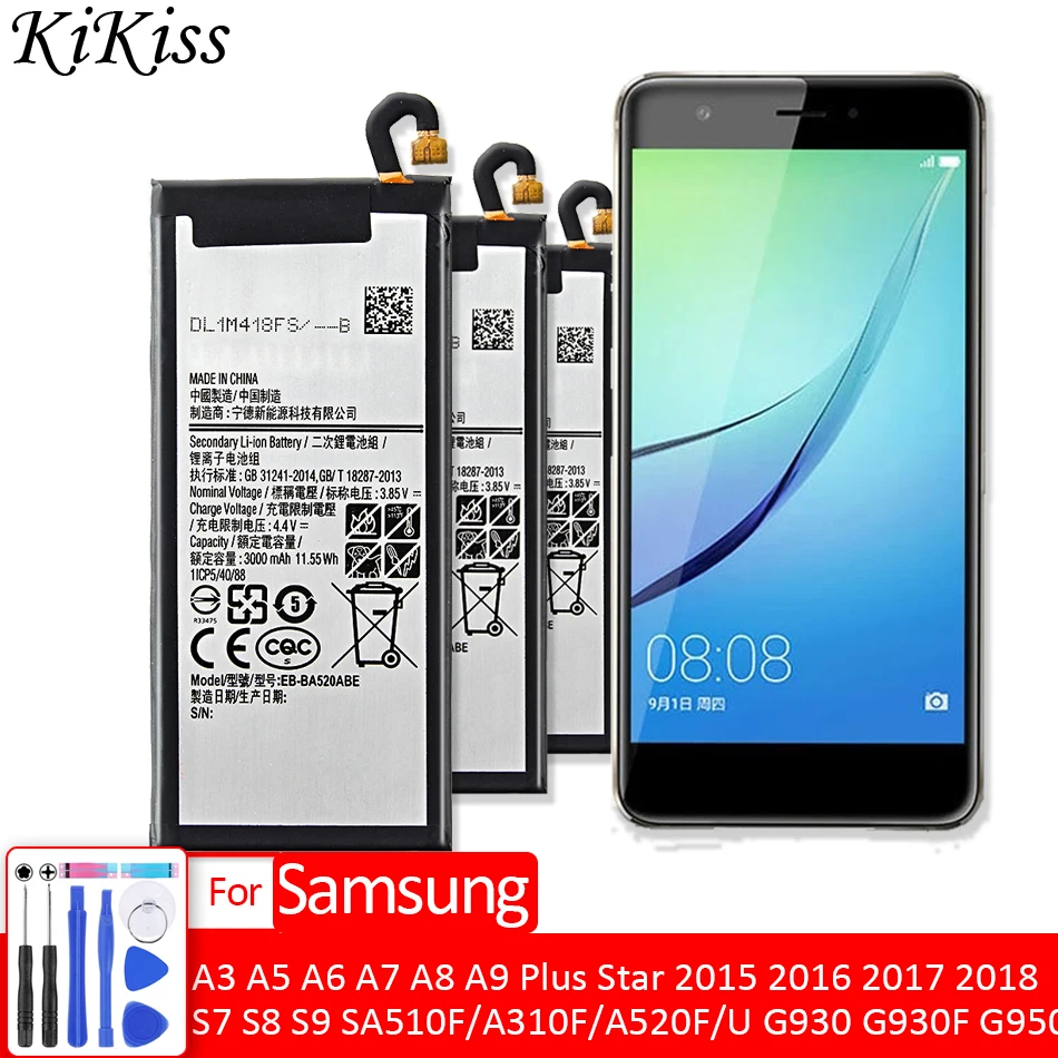 Аккумулятор для Samsung Galaxy A3 A5 A6 A7 A8 A9 Plus Star 2015 2016 2017 2018/S7 S8 S9 SM A510F/M A310F/M A520F/U G930 G930F