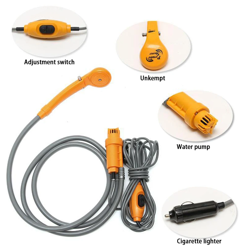 

Portable shower 12V Electric Outdoor Shower Water Bag Kit For Travel Car Washing Camping Hiking Flowering Plants Watering