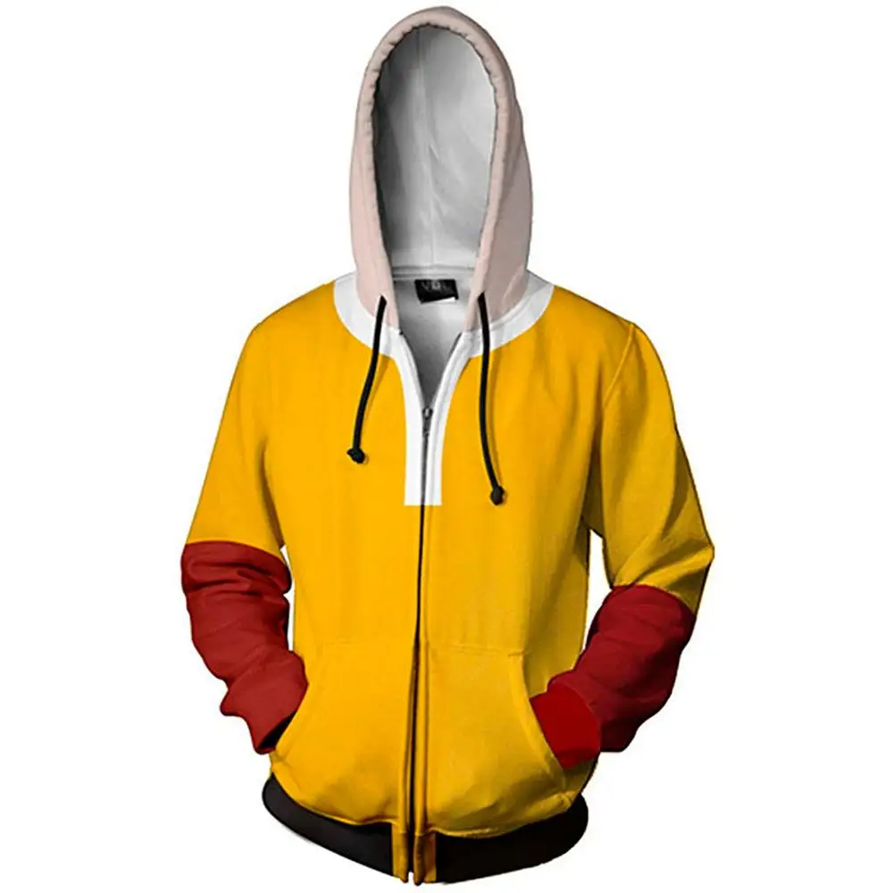 

Newest Autumn 3D One Punch Man Hero Saitama Cartoon Men Hoodie Streetwear Hooded Jacket Sweatshirt Anime Cosplay Zipper Hoodies