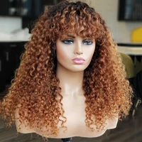 ombre brown full machine wigs with bangs brazilian remy 1b27 honey blonde curly brazilian remy hair for women human hair