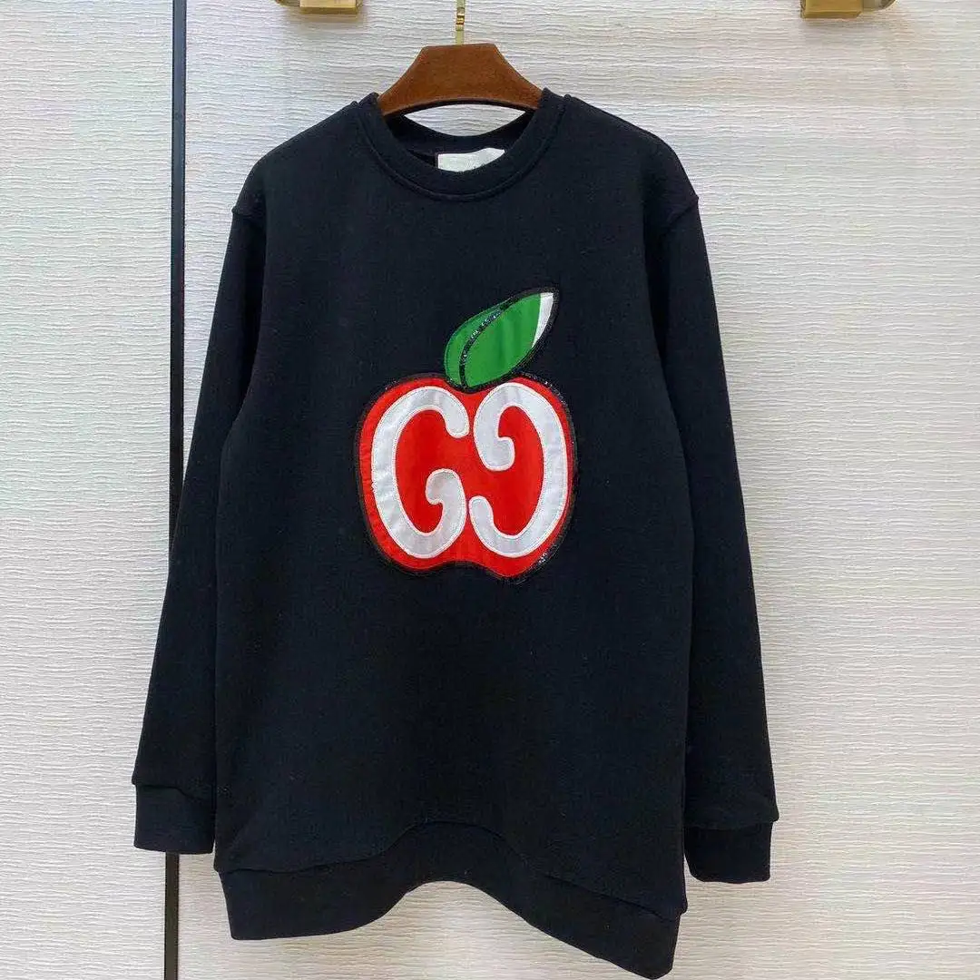 

Spring autumn leisure round collar men and women lovers big yards sweatshirts irregular embroidery women T-shirt S - 5XL
