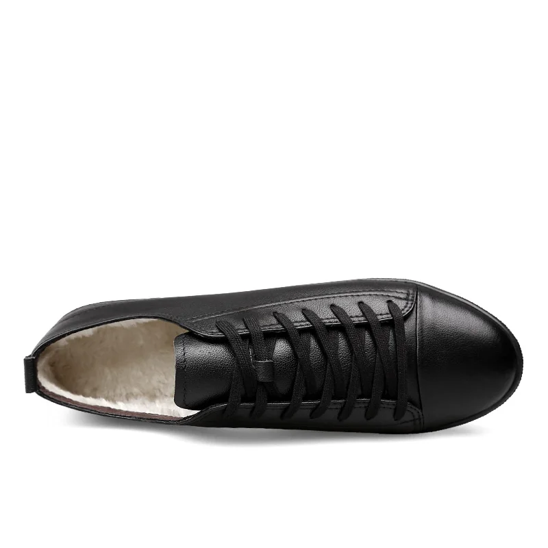 Кроссовки мужские из натуральной воловьей кожи дышащие бархатные обувь Ins черные