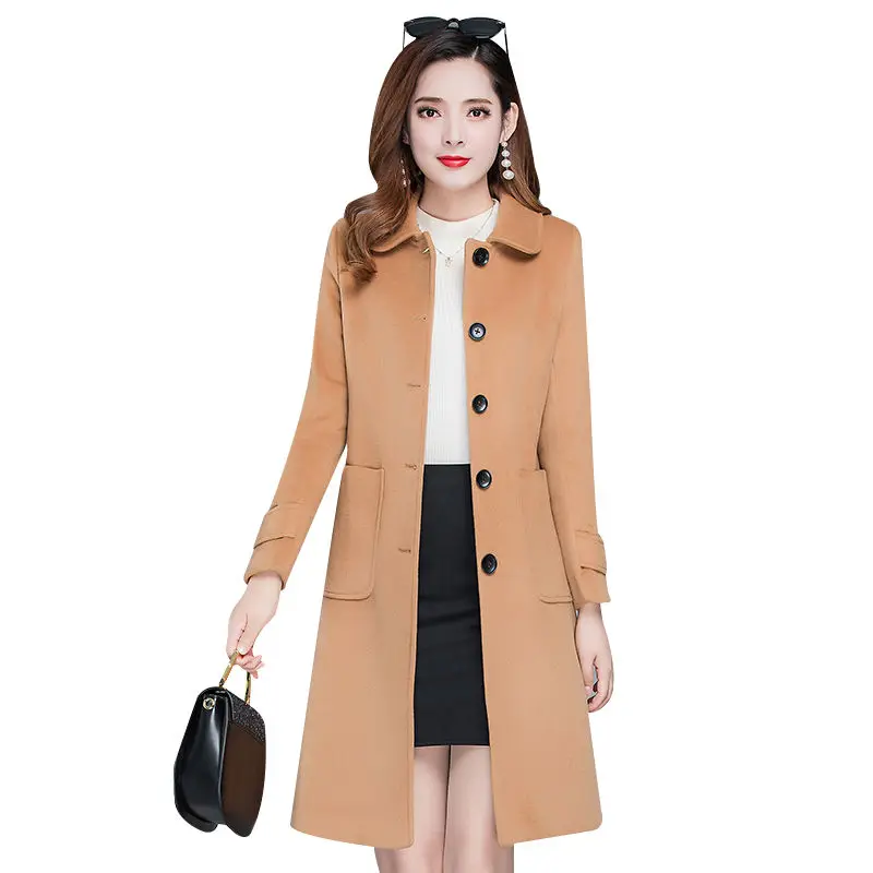 

Winter Woolen coat women mid-length new style Big Size 5xl Variety of colors Single-breasted fashion woolen coat Lady outwear
