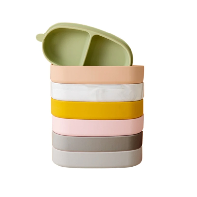 

Baby Training Feeding Food Bowl Spoon Fork Set Anti Slip Silicone Suction Divided Plate Tray BPA-Free Dishes Tableware for QX2D