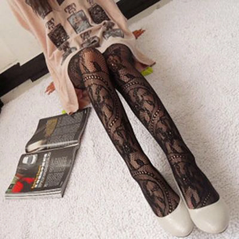 Новинка 2021 женские пикантные прозрачные кружевные сетчатые колготки с узором