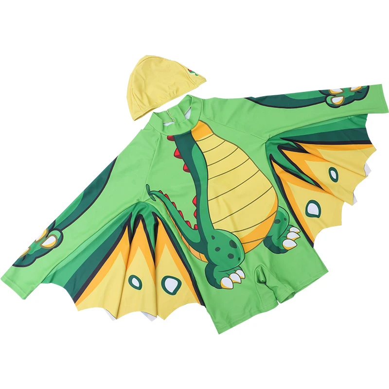 Детский купальник с 3d-животными для мальчиков шапкой плавания на молнии сзади