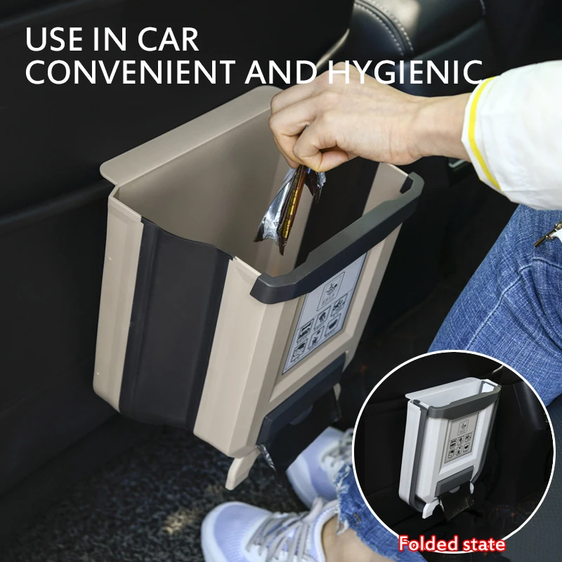 New Hanging Trash Can Foldable Garbage-Can Folding Waste Bin Kitchen Cabinet Door Car Storage-Box | Дом и сад